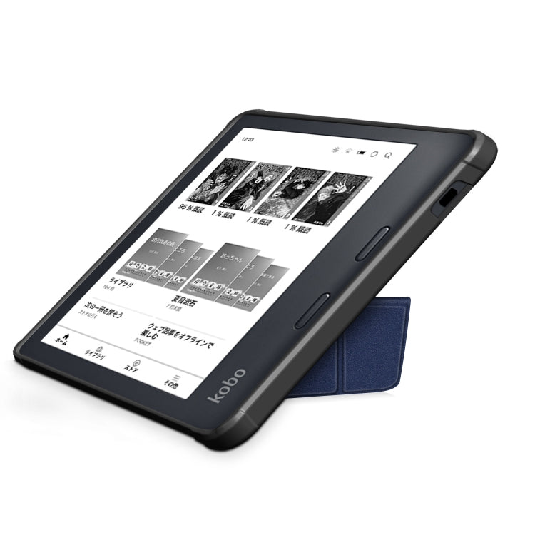 For Kobo Libra Colour 2024 Solid Color Deformation TPU Leather Smart Tablet Case(Dark Blue)