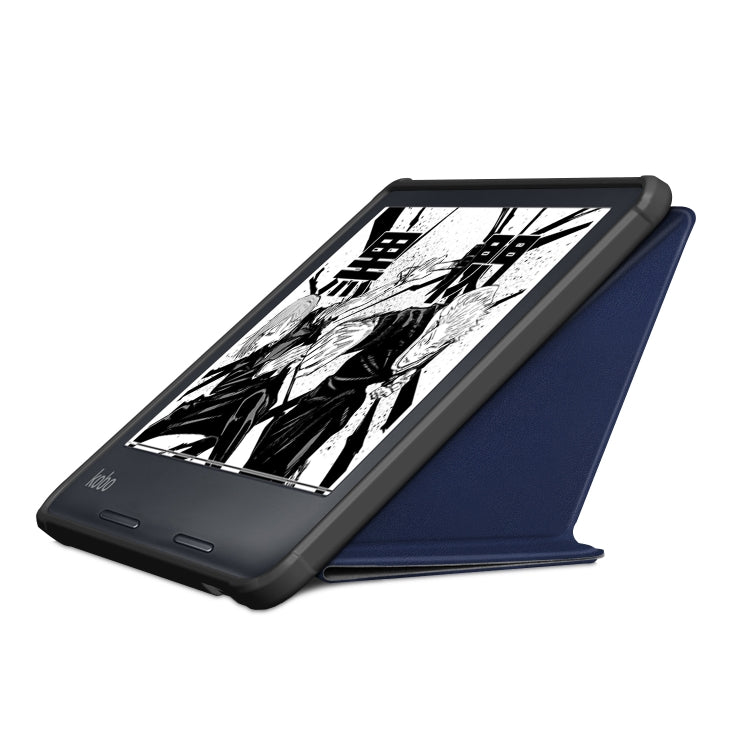 For Kobo Libra Colour 2024 Solid Color Deformation TPU Leather Smart Tablet Case(Dark Blue)