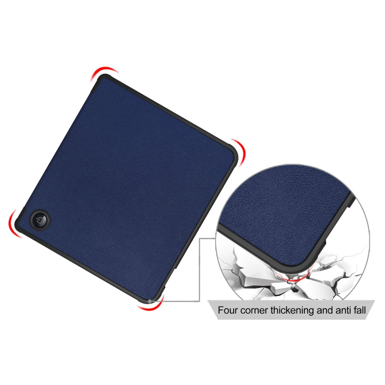 For Kobo Libra Colour 2024 Solid Color Deformation TPU Leather Smart Tablet Case(Dark Blue)