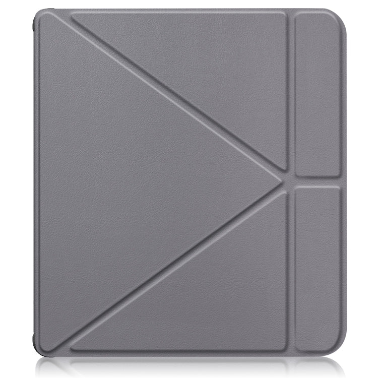 For Kobo Libra Colour 2024 Solid Color Deformation TPU Leather Smart Tablet Case(Grey)