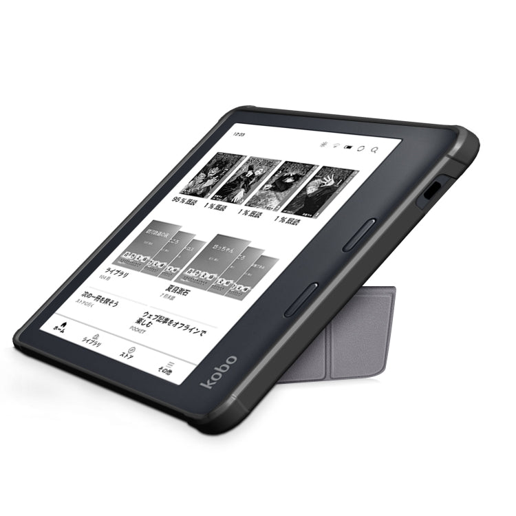 For Kobo Libra Colour 2024 Solid Color Deformation TPU Leather Smart Tablet Case(Grey)