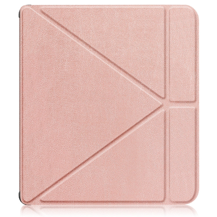 For Kobo Libra Colour 2024 Solid Color Deformation TPU Leather Smart Tablet Case(Rose Gold)