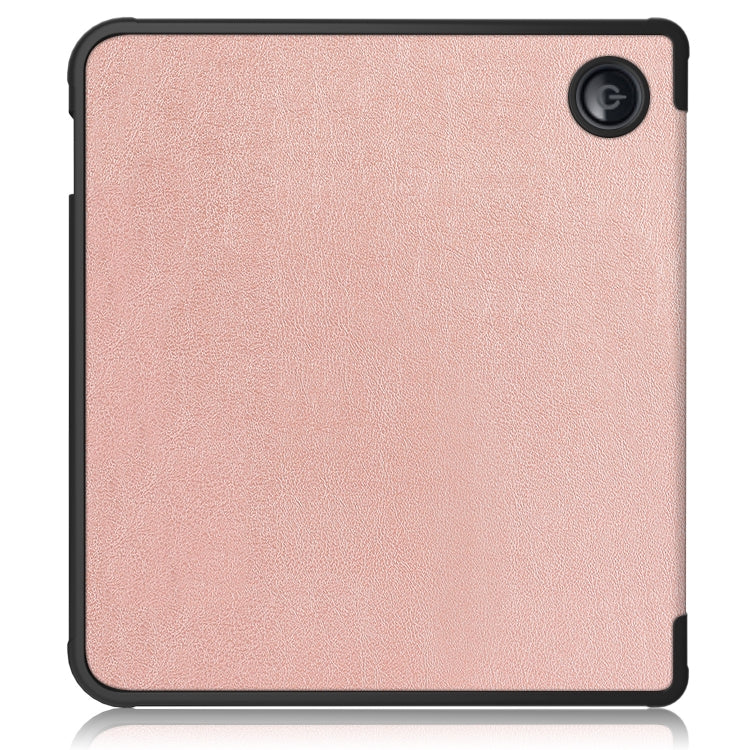 For Kobo Libra Colour 2024 Solid Color Deformation TPU Leather Smart Tablet Case(Rose Gold)