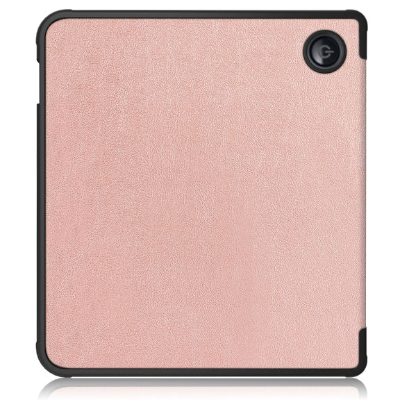 For Kobo Libra Colour 2024 Solid Color Deformation TPU Leather Smart Tablet Case(Rose Gold)