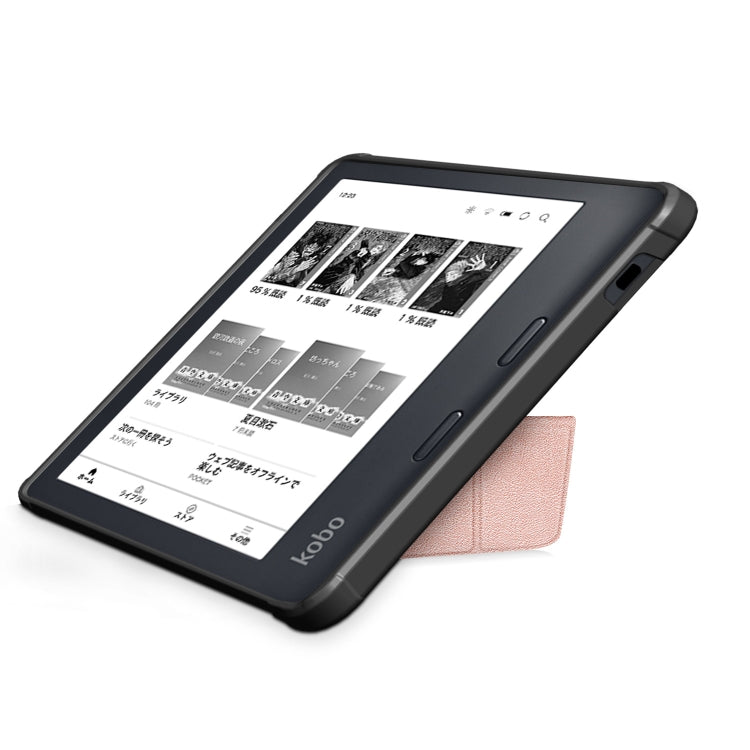 For Kobo Libra Colour 2024 Solid Color Deformation TPU Leather Smart Tablet Case(Rose Gold)