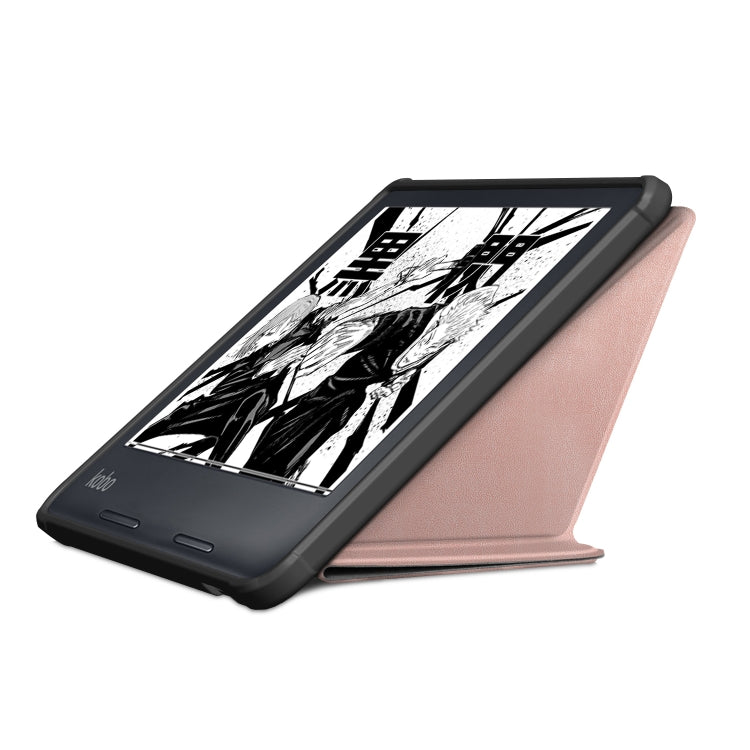 For Kobo Libra Colour 2024 Solid Color Deformation TPU Leather Smart Tablet Case(Rose Gold)