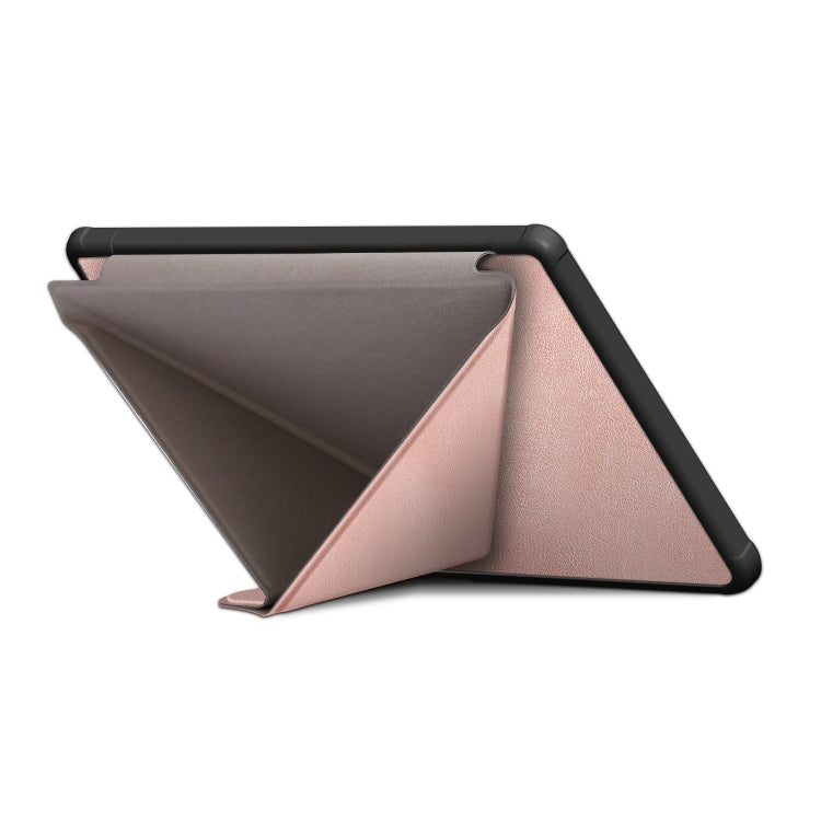 For Kobo Libra Colour 2024 Solid Color Deformation TPU Leather Smart Tablet Case(Rose Gold)
