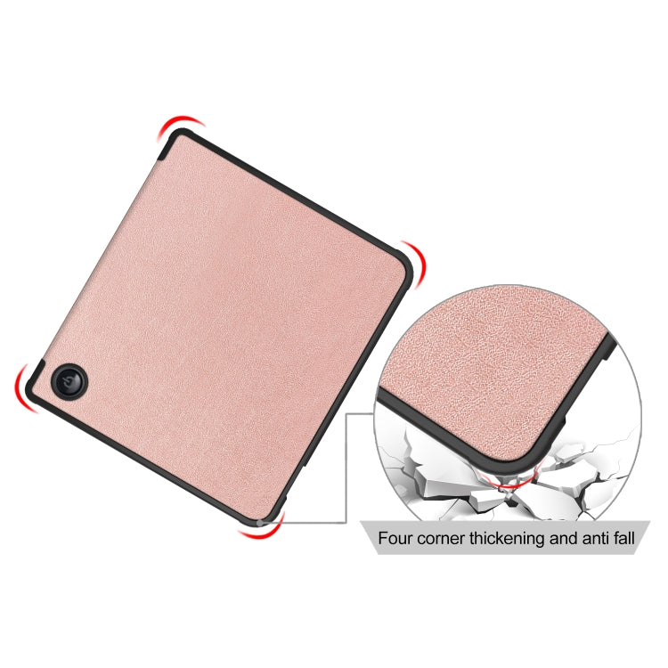 For Kobo Libra Colour 2024 Solid Color Deformation TPU Leather Smart Tablet Case(Rose Gold)