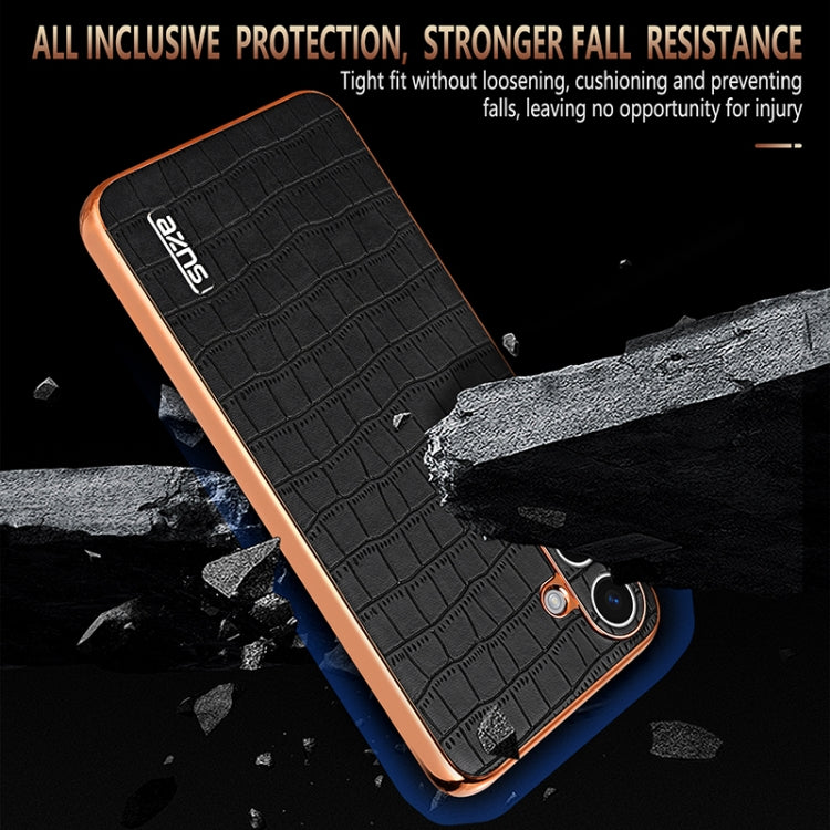 For Samsung Galaxy S25+ 5G AZNS Electroplated Frame Crocodile Texture Full Coverage Phone Case(Blue)