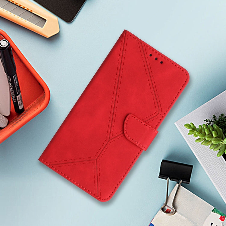 For Samsung Galaxy S25 5G Stitching Embossed Leather Phone Case(Red)