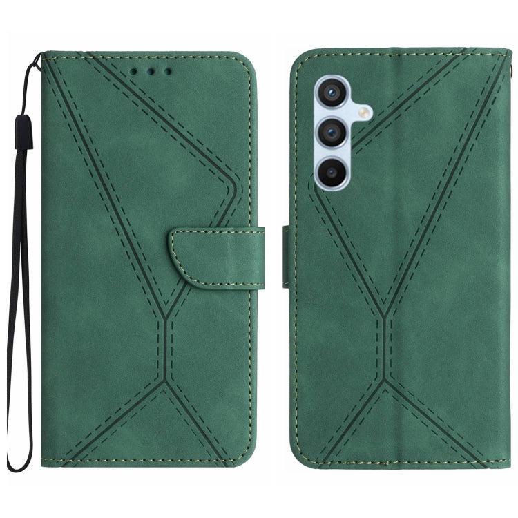 For Samsung Galaxy S25 5G Stitching Embossed Leather Phone Case(Green)