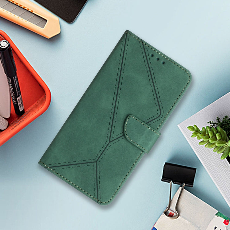 For Samsung Galaxy S25 5G Stitching Embossed Leather Phone Case(Green)