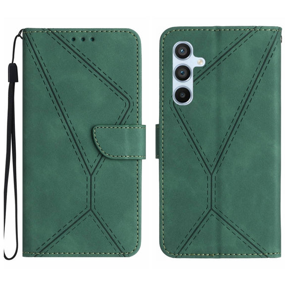 For Samsung Galaxy S25 5G Stitching Embossed Leather Phone Case(Green)