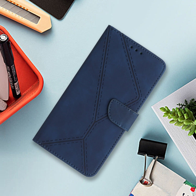 For Samsung Galaxy S25+ 5G Stitching Embossed Leather Phone Case(Blue)