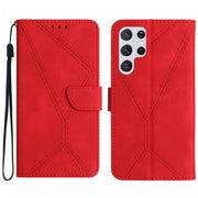 For Samsung Galaxy S25 Ultra 5G Stitching Embossed Leather Phone Case(Red)