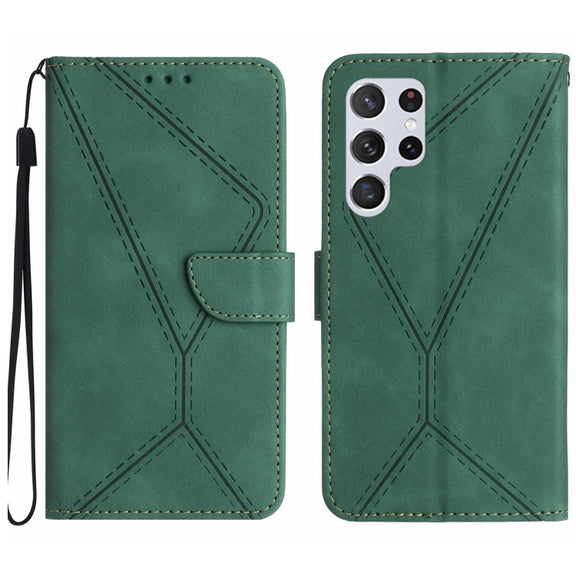 For Samsung Galaxy S25 Ultra 5G Stitching Embossed Leather Phone Case(Green)
