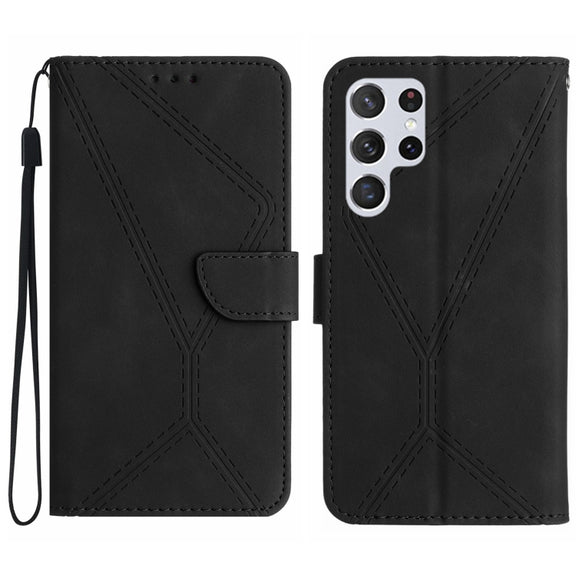 For Samsung Galaxy S25 Ultra 5G Stitching Embossed Leather Phone Case(Black)