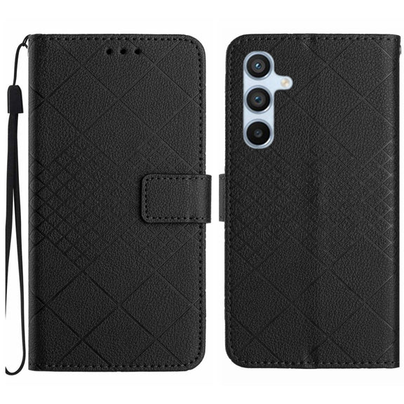 For Samsung Galaxy S25 5G Rhombic Grid Texture Leather Phone Case(Black)