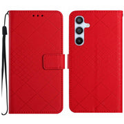 For Samsung Galaxy S25+ 5G Rhombic Grid Texture Leather Phone Case(Red)