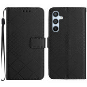 For Samsung Galaxy S25+ 5G Rhombic Grid Texture Leather Phone Case(Black)