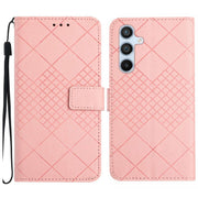 For Samsung Galaxy S25+ 5G Rhombic Grid Texture Leather Phone Case(Pink)