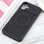 For iPhone 16 Pure Color Honeycomb Aromatherapy MagSafe Phone Case(Black)