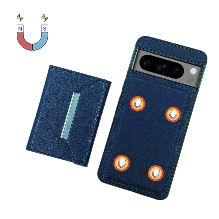 For Google Pixel 9 / 9 Pro Solid Color Metal Buckle Card Slots Bag Phone Case(Blue)