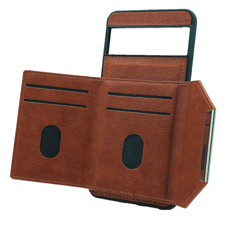 For Google Pixel 9 / 9 Pro Solid Color Metal Buckle Card Slots Bag Phone Case(Brown)
