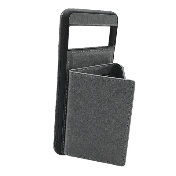 For Google Pixel 9 Pro XL Solid Color Metal Buckle Card Slots Bag Phone Case(Grey)