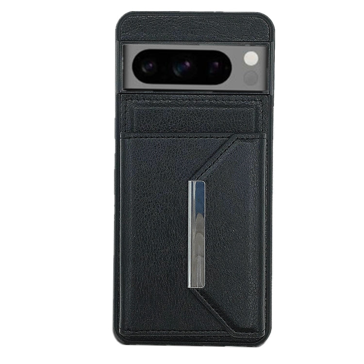 For Google Pixel 9 Pro XL Solid Color Metal Buckle Card Slots Bag Phone Case(Black)