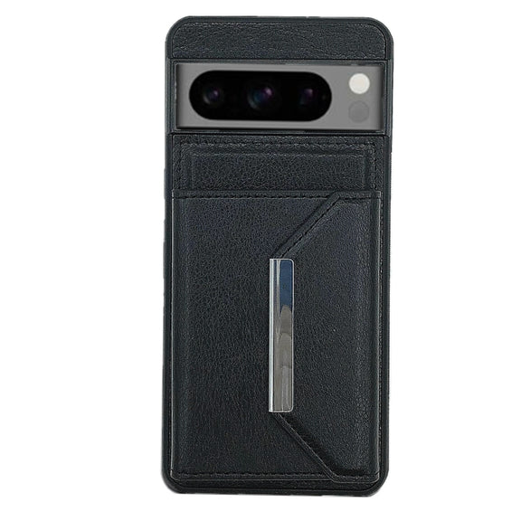 For Google Pixel 9 Pro XL Solid Color Metal Buckle Card Slots Bag Phone Case(Black)