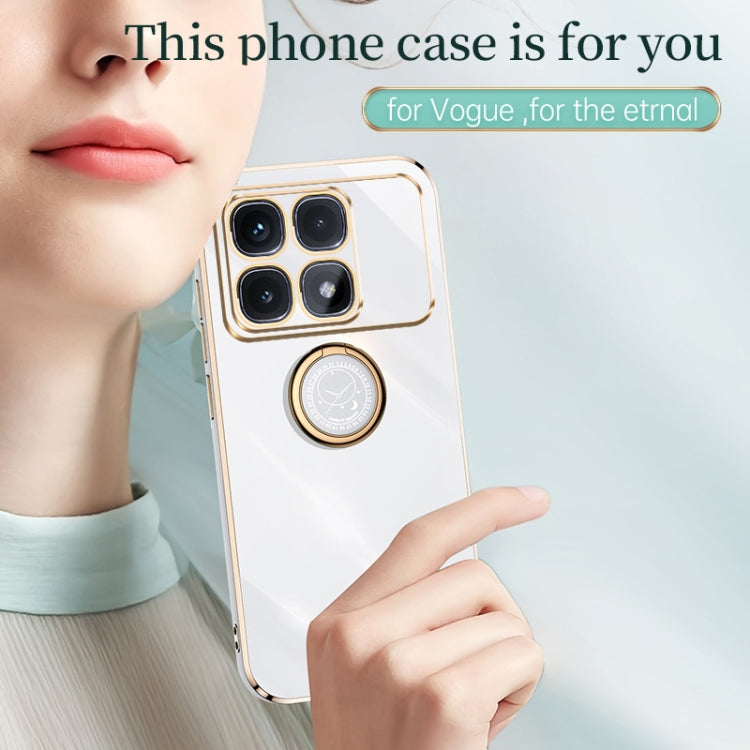 For Redmi K70 Ultra XINLI Straight Edge 6D Electroplate TPU Phone Case with Ring Holder(Celestial Blue)