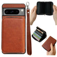 For Google Pixel 7a Solid Color Zipper 11-Card Slots Bag Phone Case with Lanyard(Brown) - Google Cases by PMC TechLife | Online Shopping South Africa | PMC TechLife | Buy Now Pay Later Mobicred