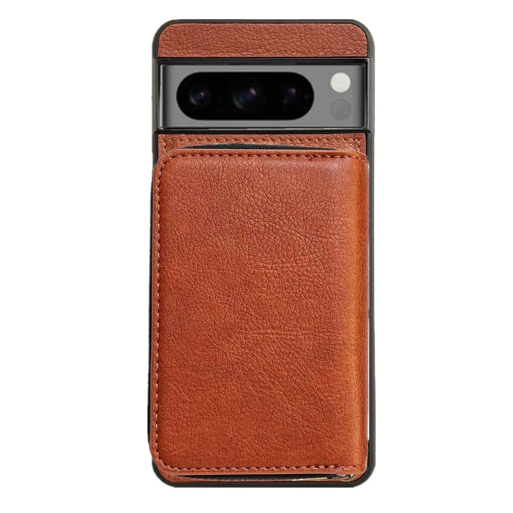 For Google Pixel 7a Solid Color Zipper 11-Card Slots Bag Phone Case with Lanyard(Brown)