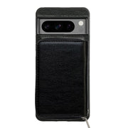For Google Pixel 7 Pro Solid Color Zipper 11-Card Slots Bag Phone Case with Lanyard(Black)