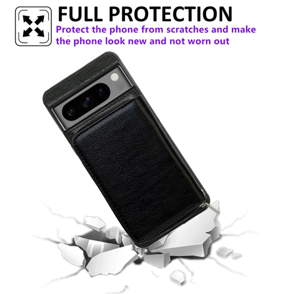 For Google Pixel 7 Pro Solid Color Zipper 11-Card Slots Bag Phone Case with Lanyard(Black)