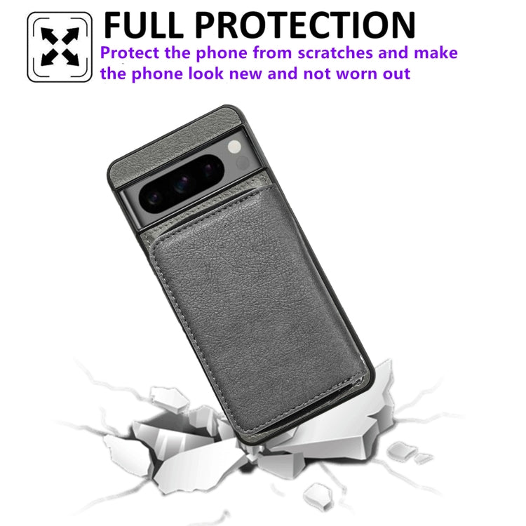 For Google Pixel 7 Pro Solid Color Zipper 11-Card Slots Bag Phone Case with Lanyard(Grey)