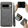 For Google Pixel 6 Solid Color Zipper 11-Card Slots Bag Phone Case with Lanyard(Grey) - Google Cases by PMC TechLife | Online Shopping South Africa | PMC TechLife | Buy Now Pay Later Mobicred
