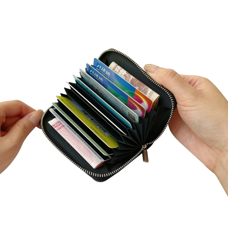 For iPhone 16 Pro Max Solid Color Zipper 11-Card Slots Bag Phone Case with Lanyard(Blue)
