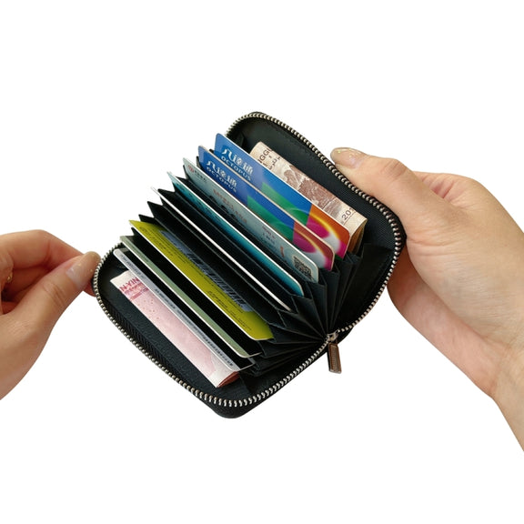 For iPhone 16 Pro Max Solid Color Zipper 11-Card Slots Bag Phone Case with Lanyard(Blue)