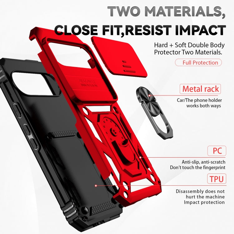 For Google Pixel 9 Sliding Camshield Holder Phone Case(Red)
