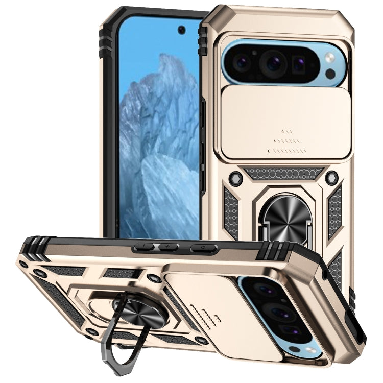 For Google Pixel 9 Sliding Camshield Holder Phone Case(Gold)
