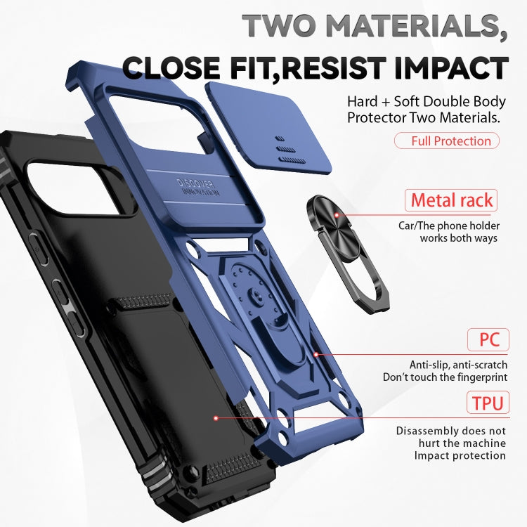 For Google Pixel 9 Sliding Camshield Holder Phone Case(Blue)