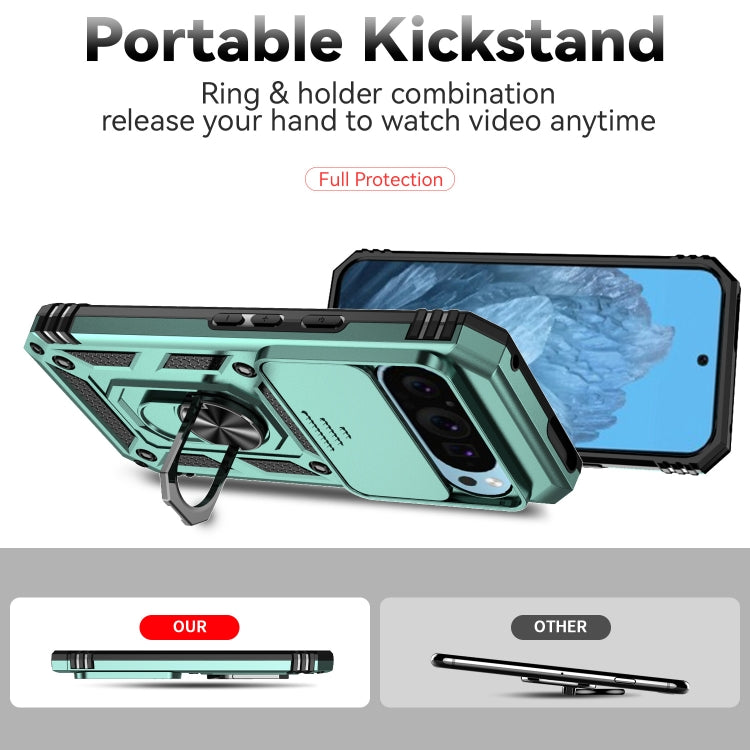 For Google Pixel 9 Sliding Camshield Holder Phone Case(Green)