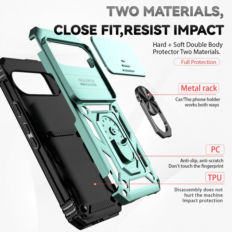 For Google Pixel 9 Sliding Camshield Holder Phone Case(Green)