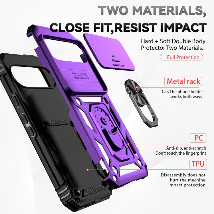 For Google Pixel 9 Sliding Camshield Holder Phone Case(Purple)