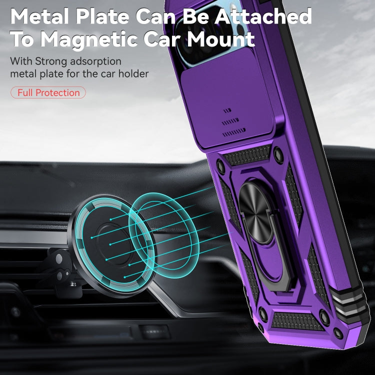 For Google Pixel 9 Sliding Camshield Holder Phone Case(Purple)