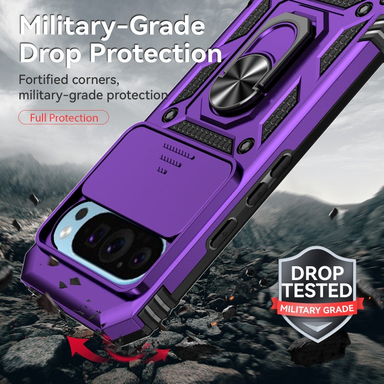 For Google Pixel 9 Sliding Camshield Holder Phone Case(Purple)