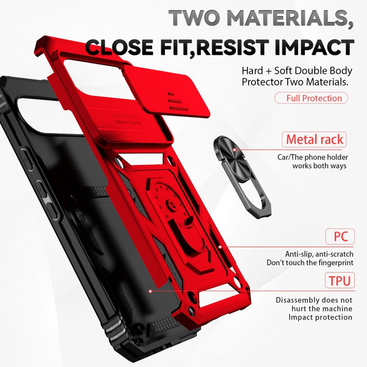 For Google Pixel 9 Pro Sliding Camshield Holder Phone Case(Red)