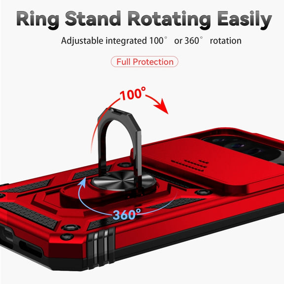 For Google Pixel 9 Pro Sliding Camshield Holder Phone Case(Red)